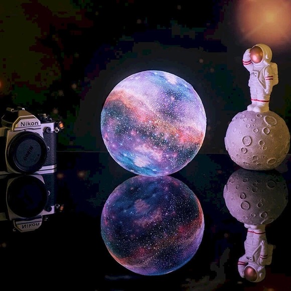 Moon Lamp Night Light Galaxy Lamp 5.9 Inch 16 Colors LED, Wood Stand, Remote - Picture 5 of 16